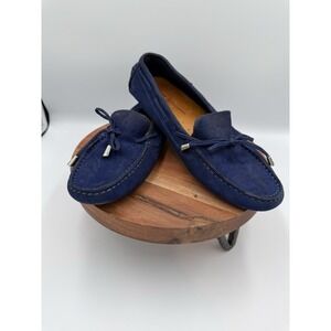 Mercanti Fiorentini Blue Suede Leather Shoes Sz 8 Driving Penny Loafer Slip On